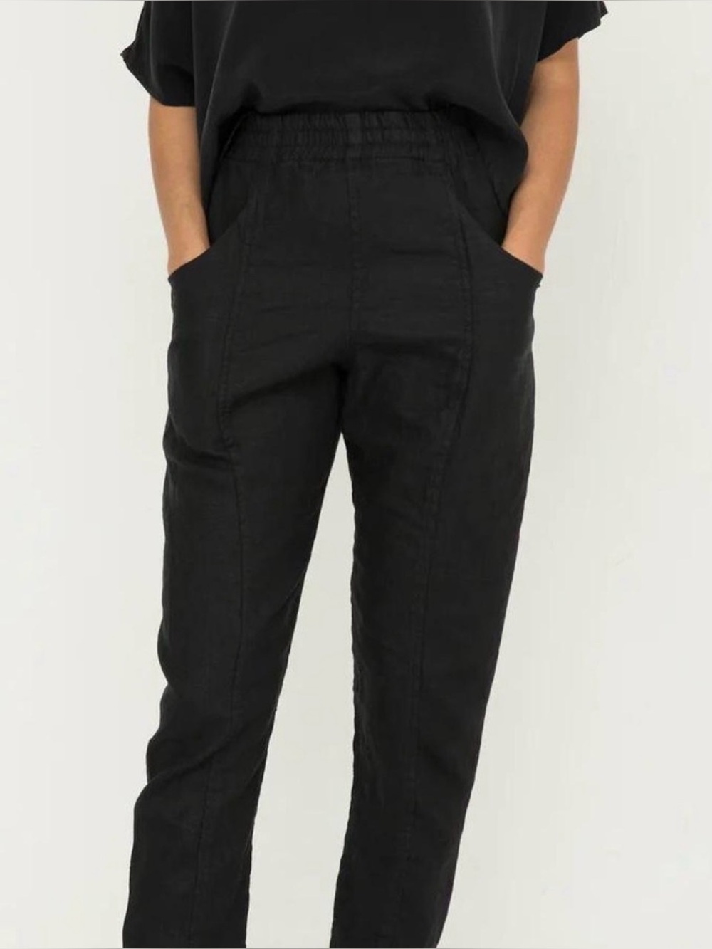 Elizabeth Suzann Clyde Work Pant Black Linen
